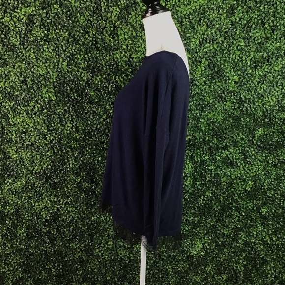 Navy blue Joie wool cashmere blend long sleeve with lace trim - Picture 5 of 9